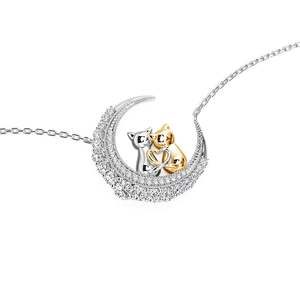 จีลูเลีย ลูน่า แอสตร้า สร้อยคอเพชรสองสีรูปแมวและมุกพระจันทร์ - Product Image 2