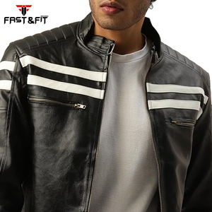 Chaqueta de cuero de nuevo diseño de alta calidad para hombre 2023 venta al por mayor chaqueta de cuero de moda ajustada para hombre - Product Image 5