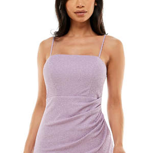 Abito Aderente Junior Crystal Doll Viola con Dettagli Arricciati, Spalline Sottili e Vita Naturale - Taglia 13 - Product Image 2