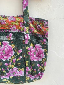 Vintage Kantha Tote <b>Bag</b> Reversible Sari Fabric Indian Quilted Handmade Recycled Lightweight Nightlight Travel Shopping <b>Bag</b> - Product Image 3