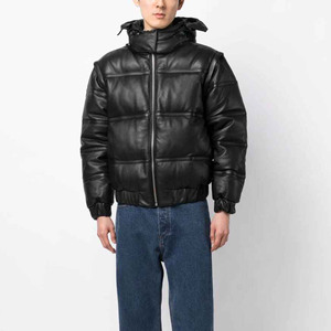 Veste d'Hiver Taille Personnalisée pour Hommes Manteau en Faux Cuir PU Original de Haute Qualité Broderie Style Moto Grande Taille Vente en Gros - Product Image 4