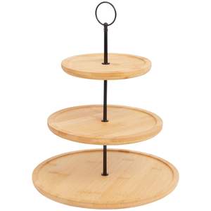 Elegante Soporte para Tartas de Madera y Metal para Bodas, Cumpleaños, Fiestas, Soporte Redondo Decorativo para Exhibición de Tartas Naturales - Product Image 4