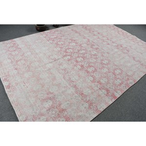 Alfombra turca Vintage moderna, rosa, blanca, 7,1x10,8 pies, alfombra de lana de área grande para sala de estar, pasillo, patrón de retazos de látex - Product Image 2