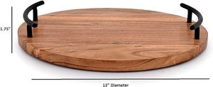 Plateau de service en bois élégant écologique avec la conception décorative faite main de poignée en métal idéale pour la table de salle à manger de restaurant - Product Image 2
