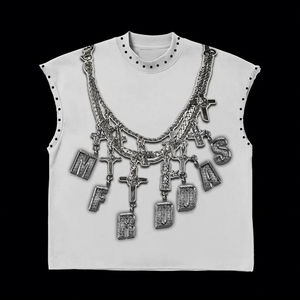 Custom <b>White</b> <b>tank</b> <b>Top</b> <b>Men</b> Sleeveless T-shirt Street Wear Luxury Sleeveless T-shirt - Product Image 3