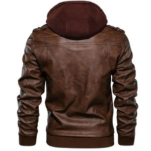 Chaqueta de cuero con capucha de calidad de invierno para hombre personalizada al mejor precio de Pakistán servicio OEM de moda de piel de vaca disponible - Product Image 4