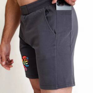 Pantalones cortos deportivos cómodos de felpa francesa para hombre, diseño urbano, cintura elástica, transpirable, de secado rápido, impermeables, 100% de poliéster - Product Image 3