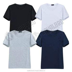 Marque de mode décontractée couleur unie 180g T-shirt à motif tricoté manches courtes 100% pur coton surdimensionné pour hommes - Product Image 5
