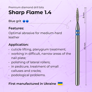 Diamond <b>Nail</b> Drill Tool Sharp Flame 1.4mm Blue Grit for Professional Cuticle Care (Premium) - Product Image 3
