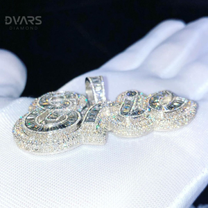 Colgante Personalizado de Lujo para Hombre, Chapado en Oro de Plata Esterlina 925, con Letra de Moissanita y Logotipo con Nombre, Estilo Rapper - Product Image 1