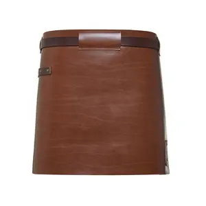 Delantal sin mangas de cuero marrón vintage de gama alta personalizado con cinturón de cuero elegante - Product Image 1