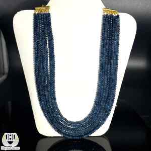 Saphir bleu 7 lignes collier de perles à facettes perles multi-lignes or couleur bleu collier de perles de pierres précieuses en vrac - Product Image 1