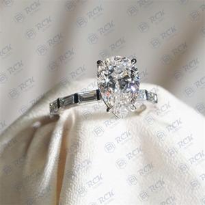 3.00 tcw แหวนเพชรโมอิสขนาด10K ลายลูกแพร์และบาแกตต์สำหรับผู้หญิง - Product Image 1