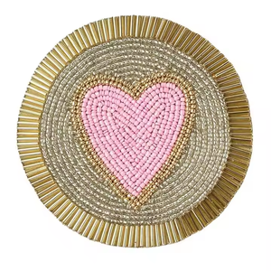 Posavasos con bordado de cuentas, Cuenta de semilla completa de color con logotipo de diseño personalizado, posavasos con cuentas hechos a mano con estilo por MD Handicrafts - Product Image 3