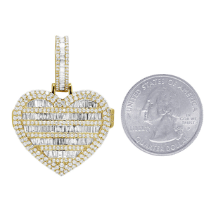 Coeur Diamant pendentif Baguette Diamant Argent Hip Hop 925 Sterling Haute Qualité Personnalisé Glacé Pendentif - Product Image 2