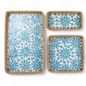 Bandeja Ecológica de Nácar con Ratán para Servir Comida Diariamente en la Mesa de Comedor - Product Image 1