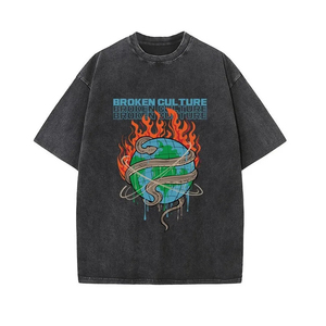 T-shirt personnalisé lourd lavé à l'acide 100% coton T-shirt vierge surdimensionné à séchage rapide pour hommes - Product Image 2