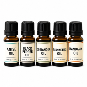 Lot de Gros d'Huiles Essentielles Naturelles à 100% : Anis, Coriandre, Encens, Mandarine Douce - Coffret Cadeau en Gros OEM - Product Image 1