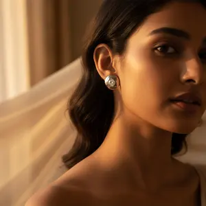 Pendientes de Plata con Piedras Preciosas Blancas, Chapados en Oro, con Forma de Corazón, Modernos, para Uso Diario, Fiestas de Compromiso, Diamantes, Circonitas, Perlas - Product Image 2