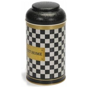 Boîte en métal ronde de 90mm avec couvercle en forme de dôme, damier, capacité de 0,9 L pour les organisateurs de bijoux, hauteur de 150mm - Product Image 3