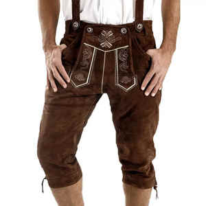 Lederhosen บาวาเรียทันสมัยสำหรับผู้ชาย, กางเกงหนังผูกเอวระบายอากาศลำลอง - Product Image 2