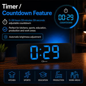 Reloj de Pared Digital LED Grande con Indicador de Temperatura, Calendario, Alarma, Reloj de Escritorio Rectangular Eléctrico para Sala de Estar - Product Image 6