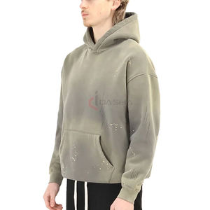 Pull-over surdimensionné délavé à l'acide 350 g/m² unisexe, sweat à capuche avec logo personnalisé, jersey noir lourd, impression numérique, logo personnalisable - Product Image 3