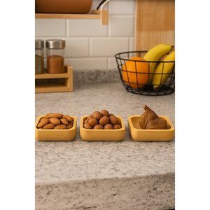 Bamboo 3-Piece <b>Square</b> Snack Jam Delight Bowl <b>Set</b> - Product Image 1