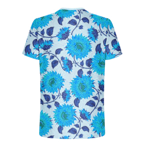 T-shirt à manches courtes pour homme, imprimé tournesol, coupe classique, col rond, en coton tricoté, motif floral - Product Image 6