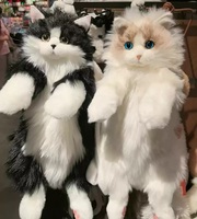 Sac à dos en peluche chat noir 3D personnalisé créatif en gros, poupée chat en fourrure, cadeau unique apaisant pour les amoureux des chats
