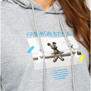 Vente en gros de vêtements de sport à manches longues en coton pour femmes, sweat-shirt tricoté avec logo personnalisé, sweats à capuche pour dames - Product Image 5