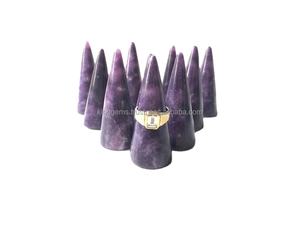 Porte-bague en lépidolite poli à la main |   Support de présentation de bijoux en cristal |   Approvisionnement en vrac - Product Image 3