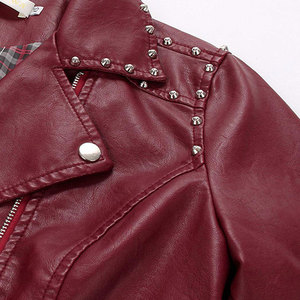 Chaqueta de cuero de piel de oveja ajustada para mujer, manga larga, impermeable, transpirable, ecológico, logotipo personalizado, procesamiento de lona - Product Image 3