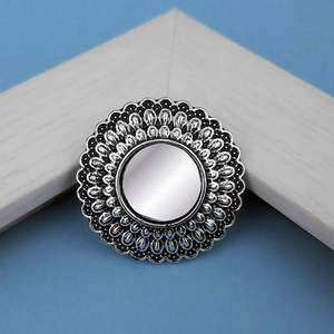 Tip Top Fashions <b>Adjustable</b> Finger <b>Ring</b> Oxidised Plated Mirror 1505507B Fashionable Design - Product Image 1