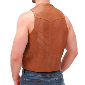 Gilet en cuir sans manches tendance de grande taille Gilet en cuir de moto pour gilet en cuir de vachette pour hommes - Product Image 4