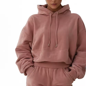 Sudadera con capucha de poliéster con forro polar personalizable al por mayor, conjunto de chándal para hombre y mujer para el invierno - Product Image 6