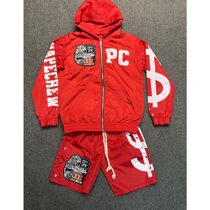 Ensemble sweat à capuche et short d'entraînement pour hommes en vente en gros d'ensembles sweat à capuche et short vintage délavés au soleil - Product Image 3