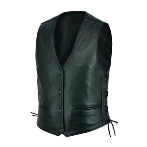 Chaleco de cuero para hombre con diseño de logotipo personalizado de bajo precio, ropa informal de la mejor calidad, Chaleco de cuero para hombre de Color sólido - Product Image 3