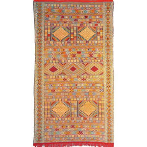 Alfombra Kilim de Lana y Algodón Hecha a Mano, Estilo Marroquí Moderno y Colorido, Diseño Multiusos de Primera Calidad para Decoración de Hogar y Oficina - Product Image 1