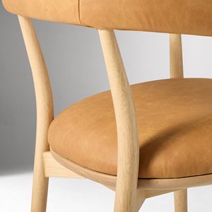 เก้าอี้รับประทานอาหารที่ทำจากไม้เนื้อแข็งกรอบไม้สักที่มีโฟมที่ดีและมีคุณภาพหนังที่นั่งสำหรับในร่มและกลางแจ้ง - Product Image 6