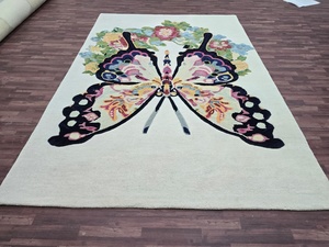 พรมขนสัตว์ทอมือคุณภาพสูงพรมลายสวนผีเสื้อพรมดีไซน์แบบแอบสแตรกต์ลายธรรมชาติได้แรงบันดาลใจจากการออกแบบสำหรับบ้านสมัยใหม่ - Product Image 5