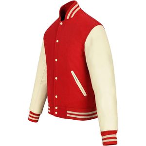 Fabricante de alta calidad de béisbol bordado de cuero mangas Letterman Bomber Varsity chaquetas College chaqueta de béisbol para hombres - Product Image 3