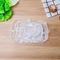 Couvercle de bol réutilisable pour aliments Couvercles extensibles en silicone flexible Lot de 6 sacs en PP avec logo personnalisé Couverture de conservation de la fraîcheur personnalisée