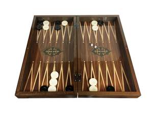 Jeu de backgammon antique en noyer Star - Product Image 2