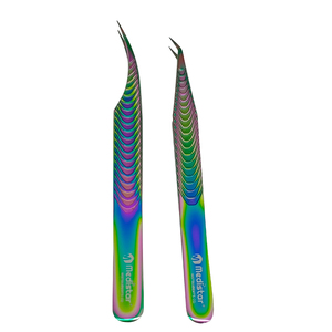 Customizable Stainless Steel Eyelash Tweezers Durable Precision Slanted Volume Fiber Tips 10mm Length Smooth Tip Texture for - Product Image 4