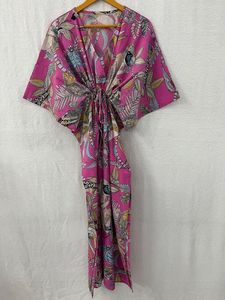 Ropa de mujer Kaftan de algodón Ropa cómoda Bloque de mano Estampado Caftan India Vestido Beach Cover Ups Summer Maxi Long & Short Top - Product Image 6