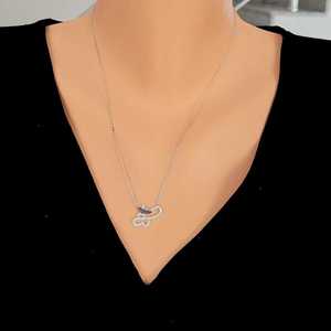 Collier en argent sterling 925 modèle papillon d'amour avec pierre blanche pour les occasions de cadeaux - Product Image 1