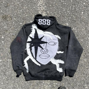 Sudadera Unisex de Gran Peso, 500 GSM, Corte Holgado, Capucha Bordada, Cierre Personalizado, Lavado Ácido - Product Image 4