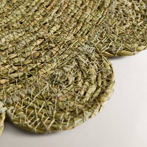 Nouvel arrivage! Napperon en jonc de mer en forme de pétoncle vert bohème, assiettes de chargeur en matériau naturel pour salle à manger et mariage - Product Image 3