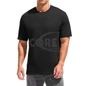 T-shirts pour hommes légers 140gsm en gros personnalisé vierge 100% coton lâche col rond conception respirante - Product Image 1